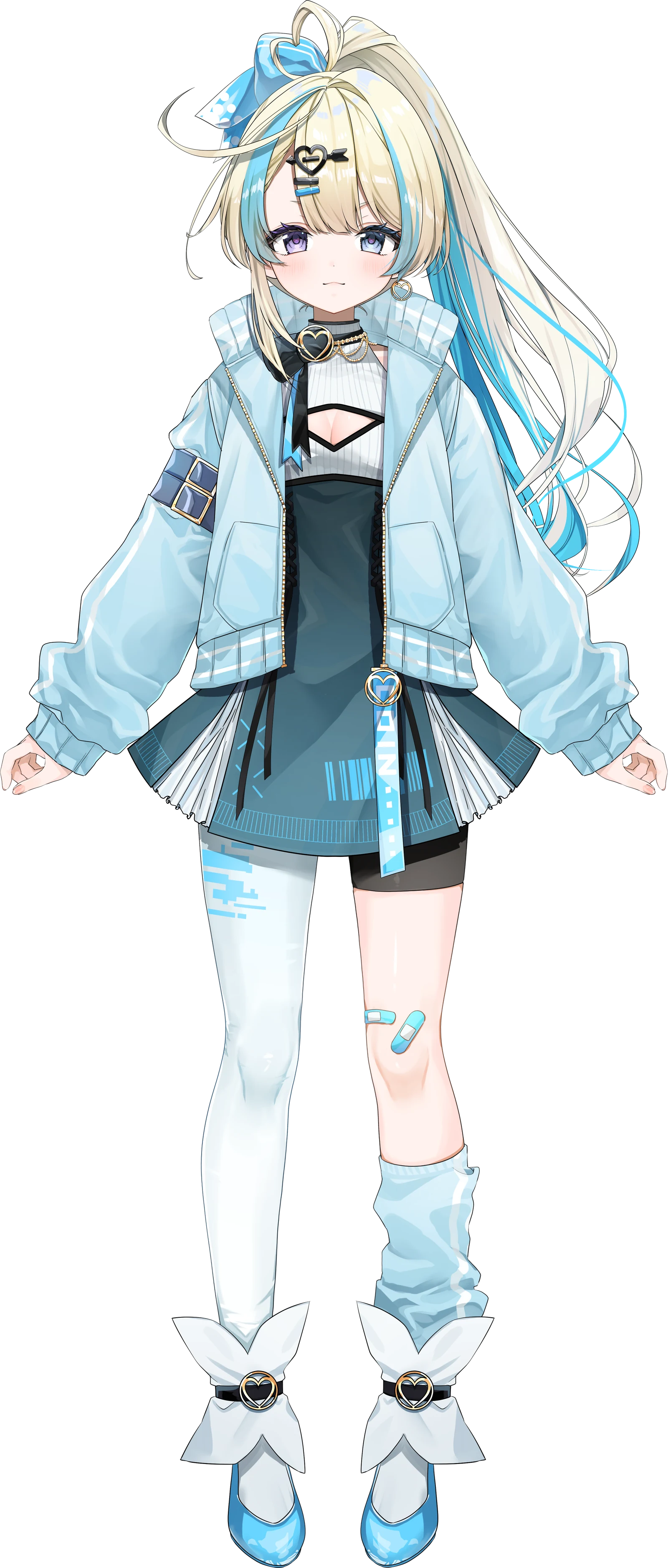 水色とゴールドの衣装を着た恋因ロスの立ち絵